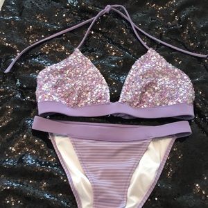 Victoria Secret Bikini sequins XS bottom Large top